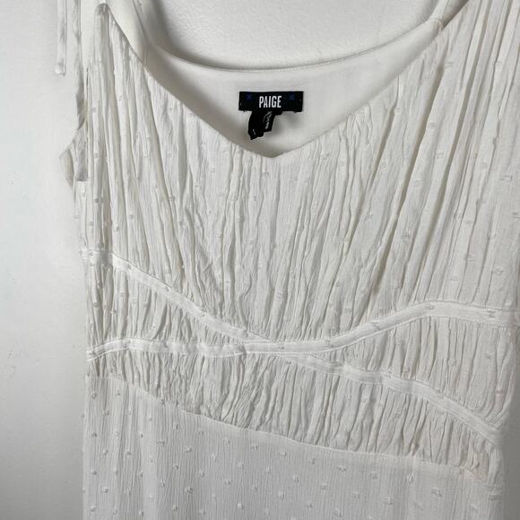 PAIGE Inesa Midi Dress White Coquette Minimalist Size L Party Wedding Guest - Picture 11 of 13